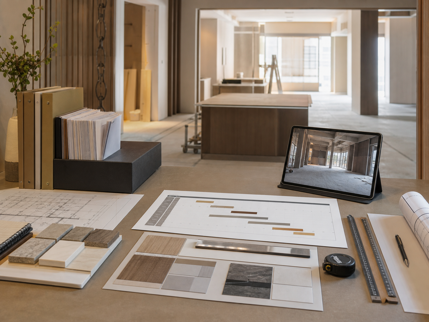 Coordinated interior project management and progress tracking